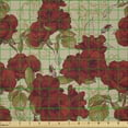 thumbnail image 2 of Ambesonne Vintage Fabric by the Yard Microfiber, Romantic Red Roses, 2 Yards, Red Khaki Sand Brown, 2 of 2