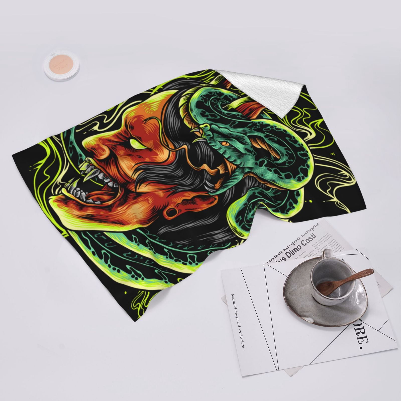 Devil Snake Demon Japanese 27.5" x 16" Ultra Soft Hand Towel, Face Wash Cloth for Bathroom, Gym, Travel, Pool