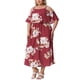 thumbnail image 2 of Vestido Maxi Casual de Playa para Mujer Plus Size con Cuello Cuadrado, Tirantes Ajustables y Mangas Frías de Flores Agnes Orinda 4X Rojo, 2 of 5
