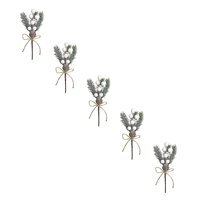 XJGHHSY White Berry Pine Branches Evergreen Christmas Berries Decor 5 Pcs Artificial Pine Cones Branch Craft Wreath Pick & Winter Holiday Floral Picks Holly Stem for Decoration DIY Xmas Garland,White