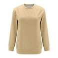 thumbnail image 4 of Charmgo Womens Sweatshirt Under $15, Women's Crew Neck Solid Color Sweatshirt Tops Long Sleeves Casual Pullover Lightweight Loose Tops Crewneck Sweatshirts Oversized, Winter Clothes for Women Beige M, 4 of 5
