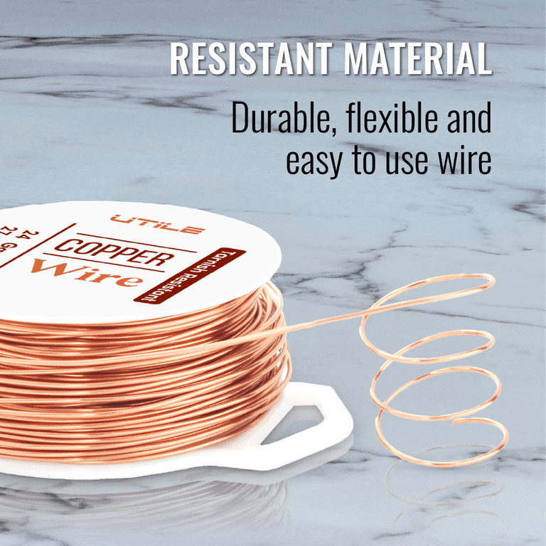UTILE Soft 99% Copper Wire, 22-Gauge, 90 ft /30-Yards, for Jewelry Making  or Crafts Supplies, Tarnish Resistant for Making Hobby Craft, Decorations,  Beading, Floral Décor (Copper) 