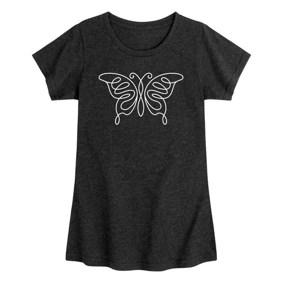 Instant Message - Butterfly Linear - Girls Toddler And Youth Short Sleeve Graphic T-Shirt