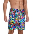 thumbnail image 2 of Easygdp Colorful Tie Dye Stained Glass 2 Men's Short Pajama Pants, Sleep Shorts, Household Pants, Casual Pants with Pockets - Large, 2 of 9