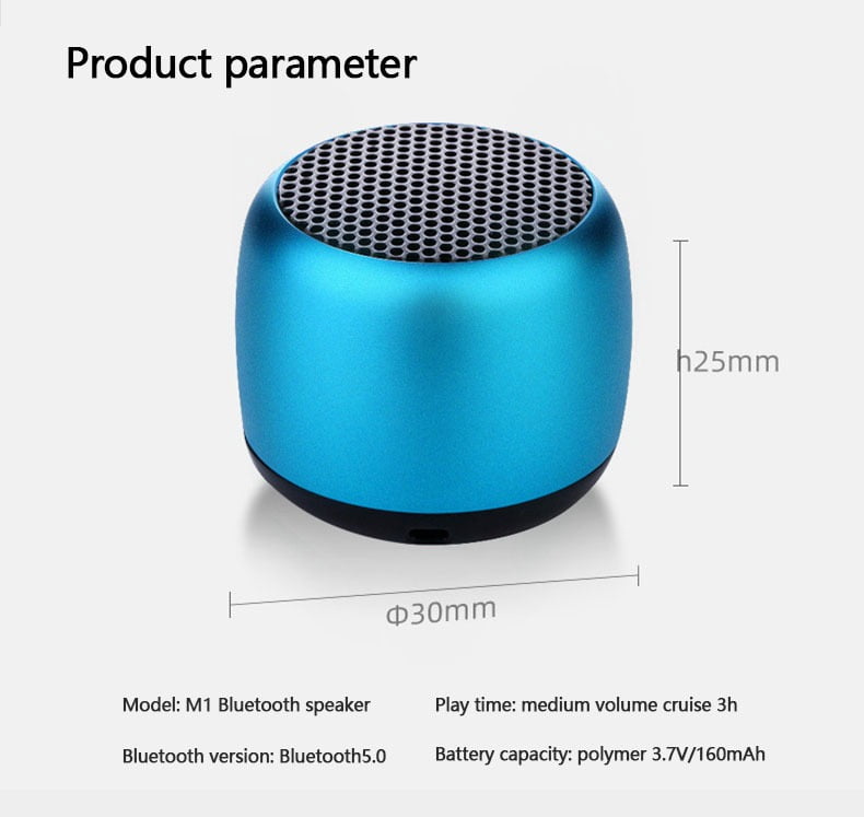 Portable Bluetooth Speaker with Custom Bass Radiator, Brief Design, IP67 Waterproof, Perfect Speaker for Shower, Room, Car (Blue) -