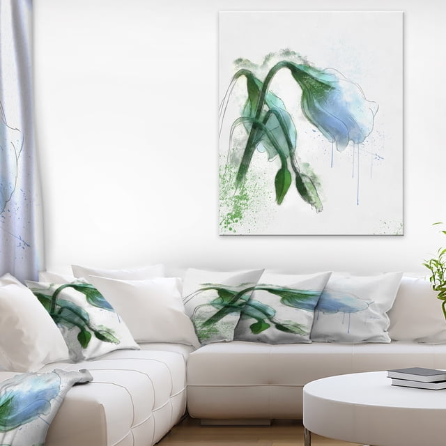 Tulipe Verte Croquis Aquarelle - Impression sur Toile Florale