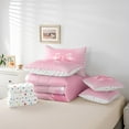 thumbnail image 3 of Erosebridal Cute Kawaii Bowknot Bedding Sets Twin Size, Princess Pink Buffalo Plaid Comforter Sets with Sheets, Reversible 7-Piece, 3 of 5