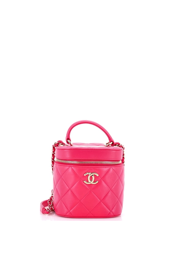 Pre-Owned Trendy CC Top Handle Vanity Case Quilted Lambskin Small By Rebag