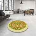 thumbnail image 4 of Ahgly Tapis d'Intérieur Lavable en Machine Carré Transitionnel Brun Doré Foncé, 7 Pieds Carré, 4 of 7