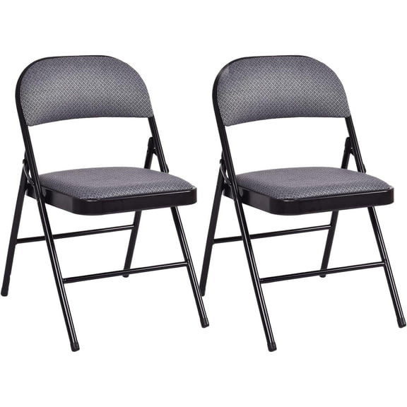 HJTER 2 Pack Folding Chairs, Fabric Commercial Chairs w/Padded Seat & Back, Metal Frame, Portable & Foldable Dining Chairs for Office Party Guest Room Conference Room Event