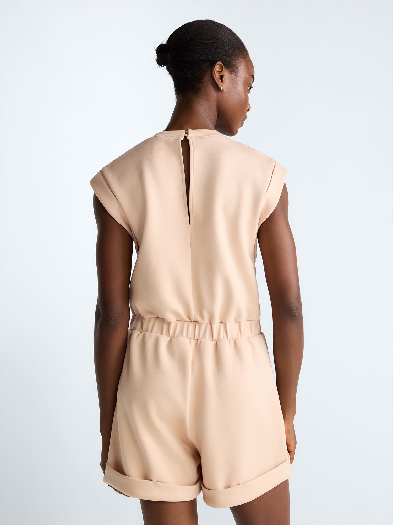 Scoop Women's and Women's Plus Scubaknit Crewneck Romper, Sizes XS-4X