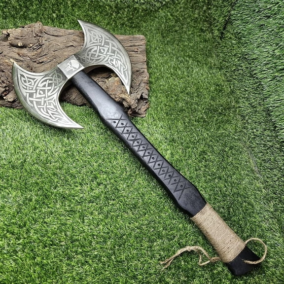 Custom Gift Forged Carbon Steel Axe with Rose Wood Shaft, Double Edge Axe (AX-7001)