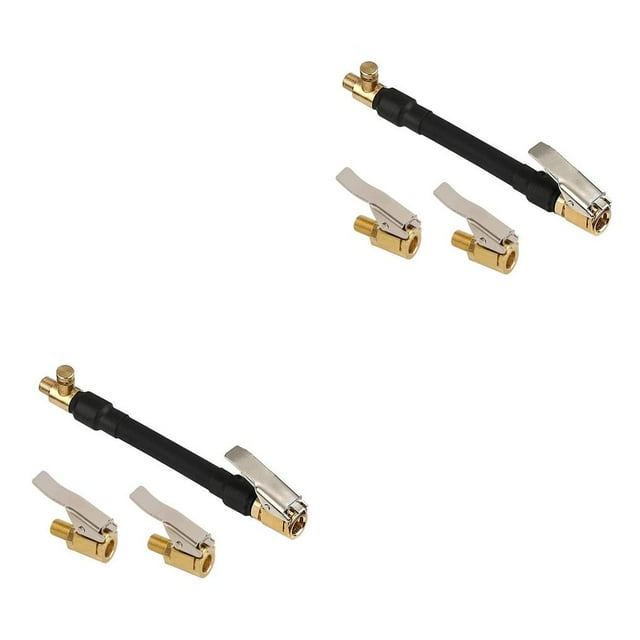ZheElen Automotive Tyre Inflator Hose Leakproof Reusable Self-locking Air Pump Repairing Extension Tube with Copper Adapter 10cm 2Set