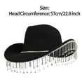thumbnail image 3 of renvena Western Cowboy Hat Rhinestone Fringe Cowgirl Hat Glitter Bling Diamond for Men Women Cosplay Party Costume A Black One Size, 3 of 7