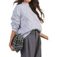 thumbnail image 3 of Womens Sweaters 2024 Cute Elegant Soft Turtleneck Long Sleeve Cable Knit Pullover Tops, 3 of 4