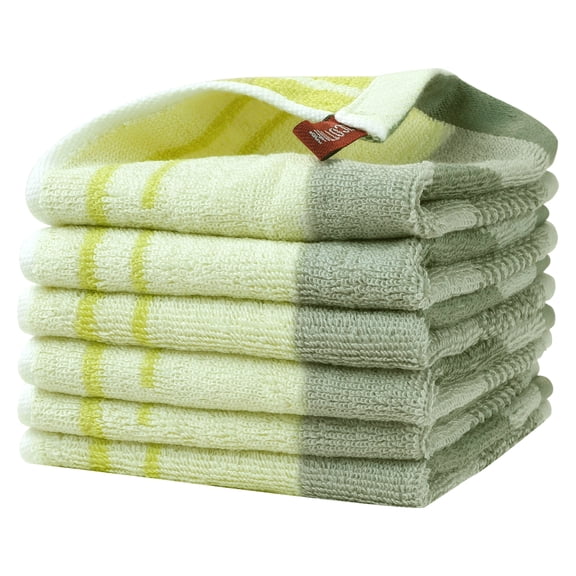Unique Bargains Cotton Cleaning Cloths Soft Absorbent Dishes Kitchen Towels 10" x 10" Green 6pk