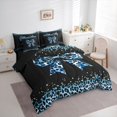 thumbnail image 3 of Castle Fairy Cheetah Print Bowtie Bedding Comforter Set,Black Blue Queen Bedding Sets, 3 of 8
