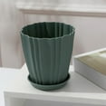 thumbnail image 4 of Green Plastic Plant Planter Decorative Edge Shape Water Catching Base Compact Size Easy Position Adjustment for Outdoor Balcony Herb Bonsai Small Flower Home Garden Storage Container, 4 of 7