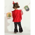 thumbnail image 5 of Toddler Girls Christmas Outfits Set Long Sleeve Shirts Dress Printed Flared Pants Bell-Bottom Fall Winter Xmas Dress-up Clothes, 1-6 Years, 5 of 7
