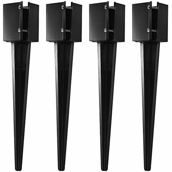 4Pcs 24" Heavy Duty 4x4 Fence Post Anchor Ground Spike Metal Black Powder Coated - Mailbox Post Anchors. Length: 24 inches, Outer Dimension: 4” x 4” (Fit 3.5” x 3.5” Square Wood Post)