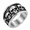 Silver, variant on Men Skull Row Band Ring in Stainless Steel, 16mm Bordered Profile with Raised Faces on a Dark Center, US Sizes 5-16, Gothic Outfit Detail and Gifts