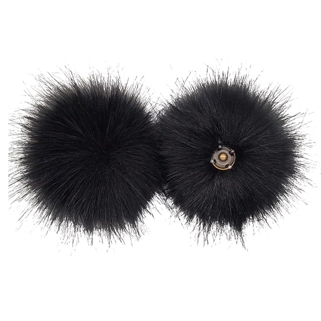 Injueey Bolas de piel de zorro pompones DIY sombreros de invierno bufanda Skullies de punto DIY manualidades hechas a mano fiesta Navidad ropa de felpa Artesanía negro Injueey HA059883-01