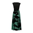 thumbnail image 4 of Women's Casual Summer Crewneck A Line Sleeveless Print Flowy Boho Long Maxi Dress with Belt, Dark Green S, 4 of 4