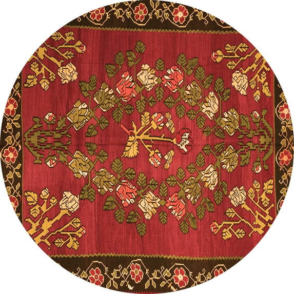 Ahgly Company Indoor Round Persian Orange Traditional Area Rugs, 4' Round