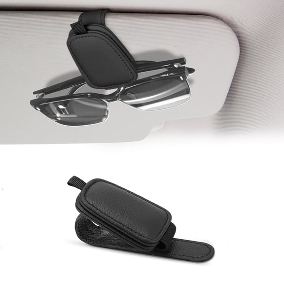 ZIVACATE Sunglass Holders for Car Sun Visor,1 Pack Magnetic Leather Glasses Eyeglass Hanger Clip for Car Accessories (Black)