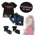 thumbnail image 2 of Coerni Western Baby Girl Fringed Clothes Shorts Set Toddler Short Sleeve T Shirt Top Denim Shorts 2PCS Summer Outfits, 2 of 8