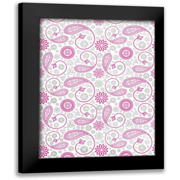 Grey, Jace 12x14 Black Modern Framed Museum Art Print Titled - Paisley Pink and Grey