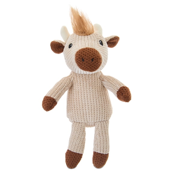 Small Knit Bull Plush, Brown, 12", Easter by Way To Celebrate