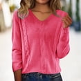 thumbnail image 2 of Womens Sweaters Long Sleeve Ribbed Knit Shirts Lightweight Loose Fit Tunic Tops Fall Outfits 2026 V Neck Soft Knit Pullover Tops Dressy Casual Blouses Soft Cozy Going Out Tops(Pink,M), 2 of 8