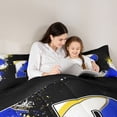 thumbnail image 5 of Feelyou Initial P Letter Queen Comforter Set, Blue Watercolor Artwork Bedding Sets, Cartoon Basketball Print Reversible Bedding Comforter Set, Microfiber Bedroom Decor, 3pcs, 5 of 8