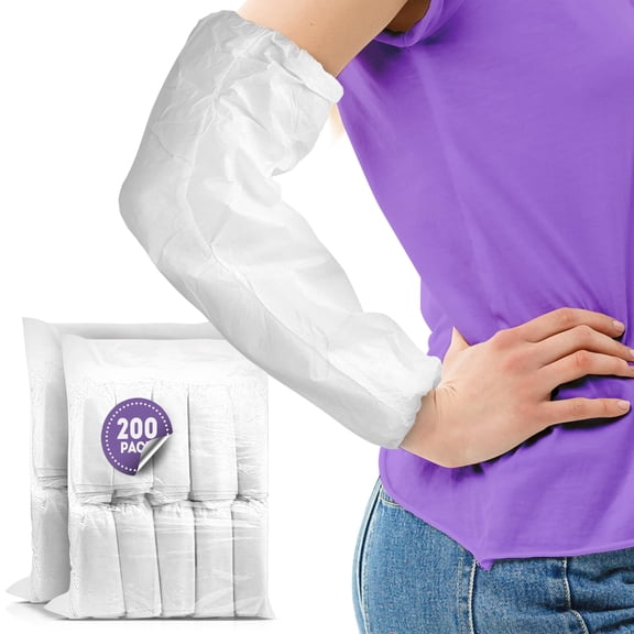 Disposable Arm Sleeve Covers Microporous White Elastic Ends 200 count 21 in