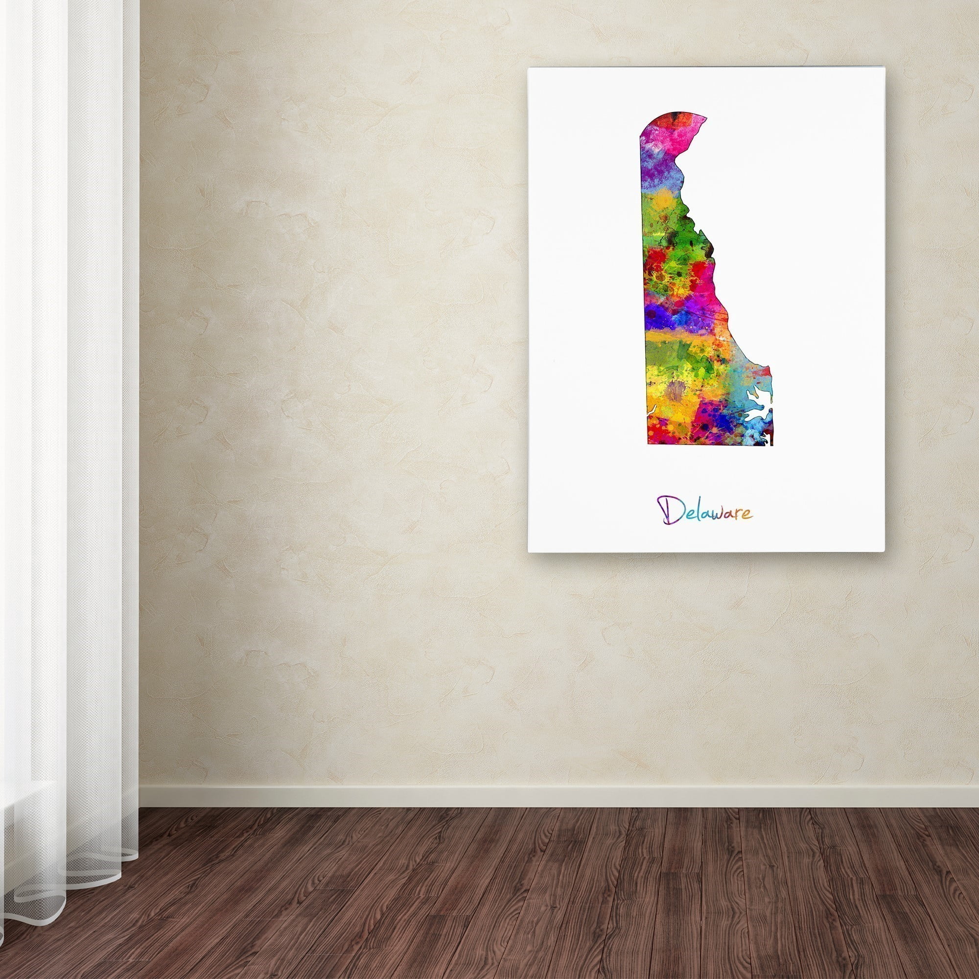 Trademark Fine Art "Delaware Map" Canvas Art by Michael Tompsett