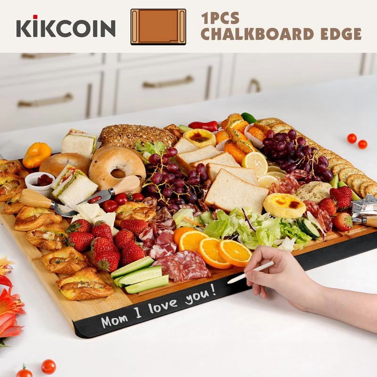 [Game-changer]Stove Oven Top Cover Kikcoin Extra Large Wooden Cutting Board Pro,Note Charcuterie Board,Pastry,Chopping Block,Handle,Juice Groove,Serving Food Tray,Kitchen 4XL:30"L*20"W Cooking