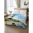 thumbnail image 3 of California King Size Flat Sheet Only, Lighthouse Soft Brushed Microfiber Bed Sheets, Blue Coastal Nautical Ocean Beach Palm Tree Hotel Quality Breathable Bedding Top Sheet, Easy Care, 108"x98", 3 of 9
