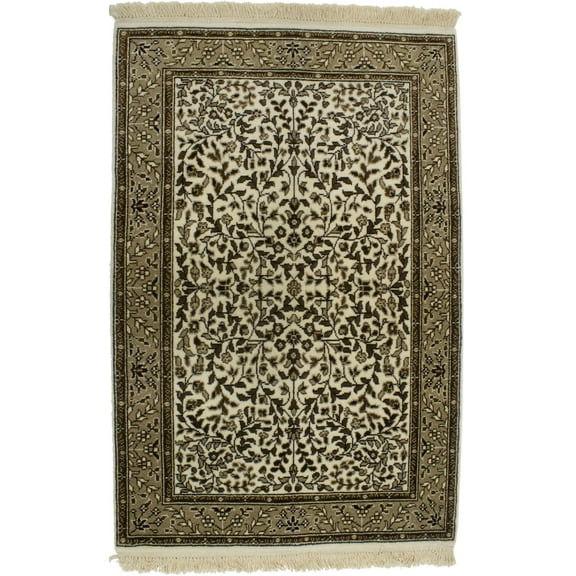 Cream Floral Kirman 3X4 Oriental Rug