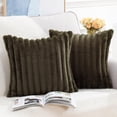 thumbnail image 3 of Set of 2 Faux Wool Plush Decorative Throw Pillow Covers 18x18 Inch Light Blue Fluffy Striped Soft Decorative Cushion Cover for Sofa Bedroom Pillow Shell, 3 of 6