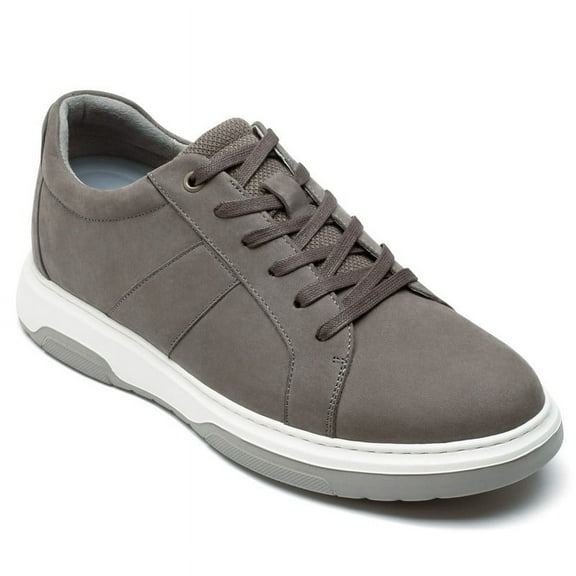 CMR CHAMARIPA Height Increasing Sneakers - Gray Nubuck Leather Men's Height Increasing Casual Shoes 7CM / 2.76 Inches