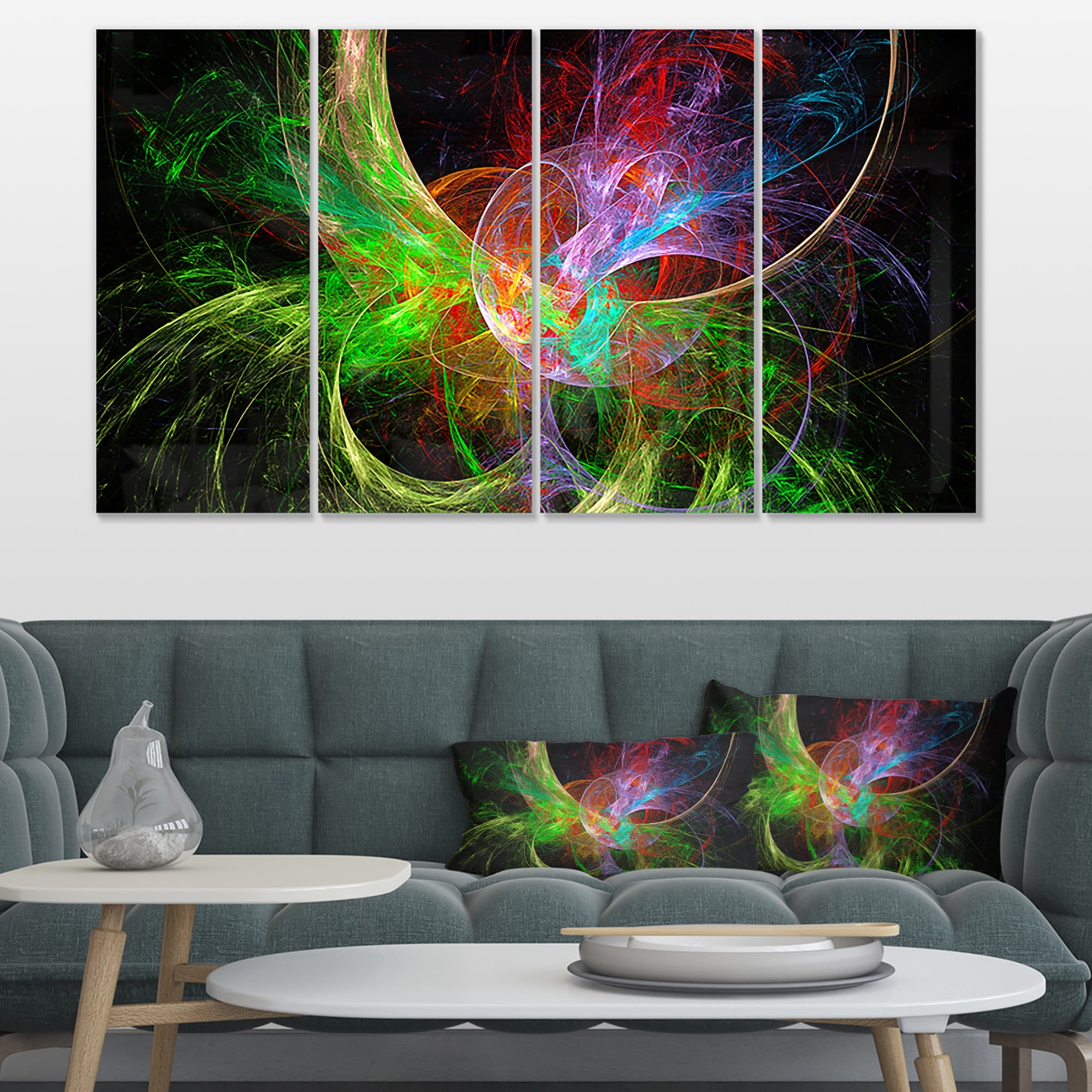 Designart 'Multi Color Fractal Abstract Design ' Abstract Canvas Art Print
