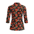 thumbnail image 3 of Uorisanigo Red Flower Women's Golf Shirt Relaxed Comfortable Quick Dry Athletic Polo Shirts 3/4 Roll Sleeve Breathable Polyester Spandex Fabric Womens Zipper Neck Workout Tops, 3 of 7