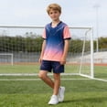thumbnail image 4 of Vornjynx Boys Active Outfit Sets Short Sleeve Tee and Breathable Shorts Quick Dry Comfort Breathable Kids Summer Basketball Soft Activewear 2 Piece Pink Size 5, 4 of 8