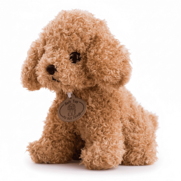 Realistic Curly‑Fur Teddy Dog Plush Toy, Lifelike Brown Poodle Stuffed Animal Doll, Soft Puppy Plushie for Kids Pet Lovers Home Decor Birthday Gift