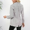 thumbnail image 5 of Jamicy Blazers Jackets for Women Clearance Sales Stylish Stripe Print Long Sleeve Open Front Work Office Notched Lapel Suit Jacket Coat for Women, 5 of 5