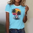 thumbnail image 2 of Tops For Women T-Shirts Color Block Graphic Short Sleeve Beach Summer Fashion Clothing, 2 of 7