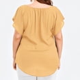 thumbnail image 6 of iHengLiXing 2026 Plus Size Spring Tops for Womens Dressy Casual Fashion women Casual V-Neck Solid Print Lace Short Sleeve T-Shirt Summer Plus Size Tops Yellow XL, 6 of 9
