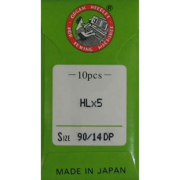 Organ HL X 5 Needles for Juki TL2000QI, TL2010Q, TL98 Series , Janome 1600P and Janome 1600P-QC Machines Size 90/14