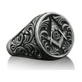 thumbnail image 2 of Freemason Handmade Sterling Silver Men Signet Ring, Master Mason Symbol Men Ring, Masonic Symbol Silver Jewelry, Unique Ring, Ring for men, 2 of 5